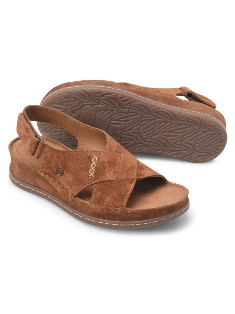BORN Ebba Slingback Platform Wedge Sandals Size 10 Ginger Brown Suede NEW